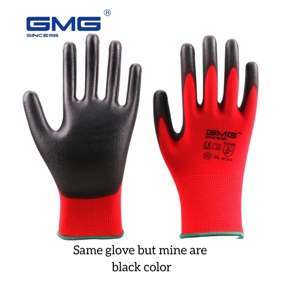 5/25 2 pairs GMG CE certified EN388 polyester PU safety mechanic gloves - Picture 3 of 8